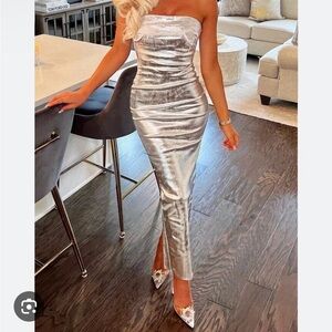 Zara silver denim dress